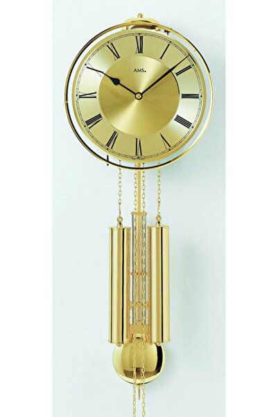 AMS Wall Clock 356, Mechanical, Gold, Analogue, Classic