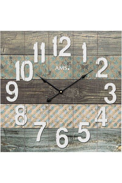 AMS Wall Clock 9570, Quartz, Brown, Analogue, Modern