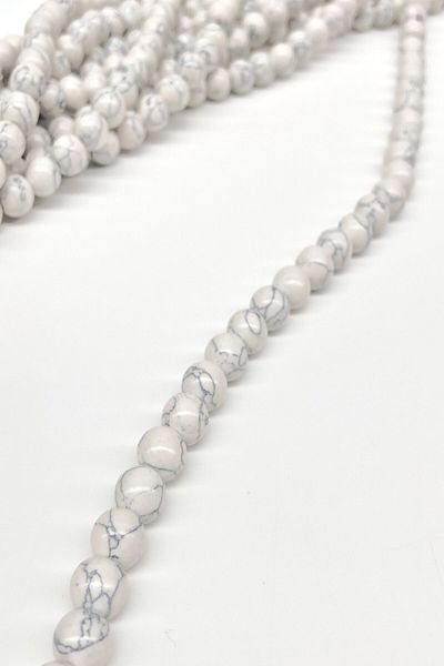 Hayalperest boncuk White Patterned Glass Stone Bead 8 Mm