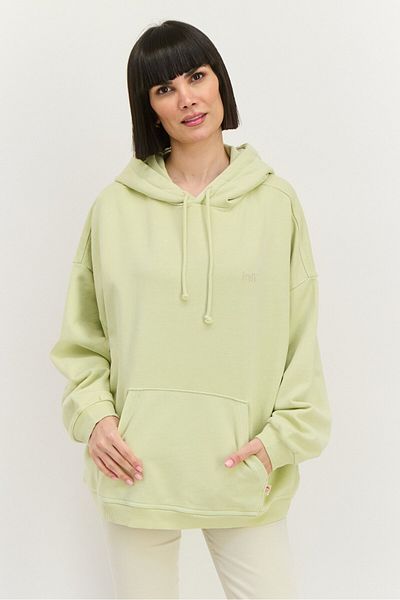 Levi's Women Embroidered Long Sleeves Hooded Sweatshirt, Mint Green