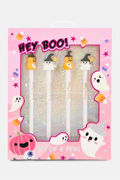 Votum Hey Boo Set Of 4 Pens, White Combo