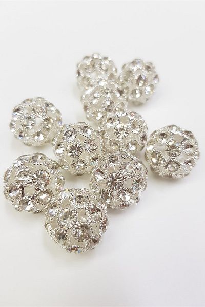 Hayalperest boncuk Minge detaliată cu piatră argintie de 18 mm