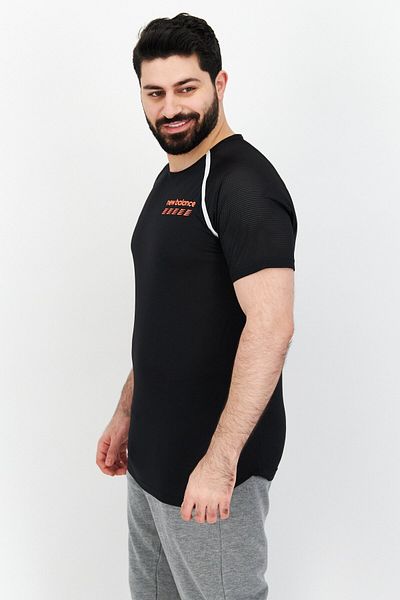 New Balance Men Sportswear Fit Short Sleeve Brand Logo Running T-Shirt, Black