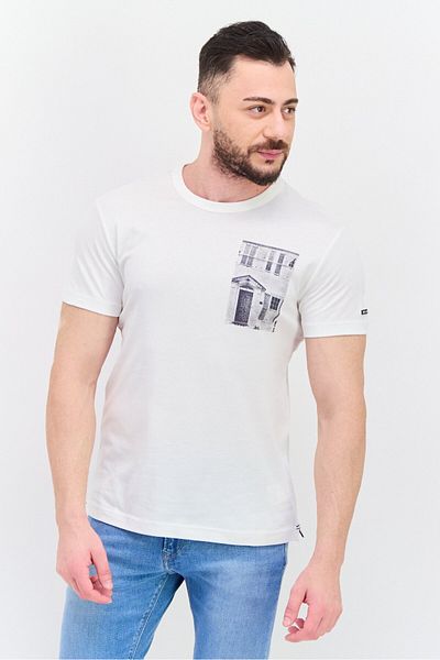 Pepe Jeans Men Crew Neck Short Sleeve Graphic Printed T-shirt, White