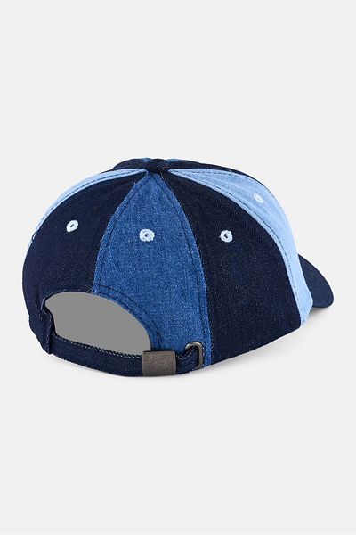 French Connection Men Color Block Denim Cap, Blue