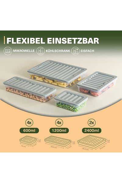 Viwares Stapelbare Frischhaltedosen 10er Set, Gefrierfach & Kühlschrank Organizer mit Deckel