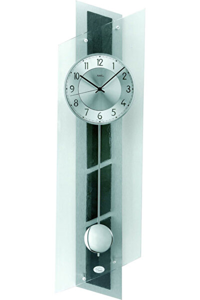 AMS Wall Clock 5217, Quartz, Silver, Analogue, Modern