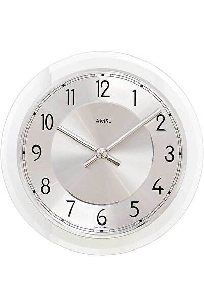 AMS Wall Clock 9476, Quartz, Silver, Analogue, Modern