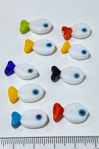 Hayalperest boncuk Colorful Murano Glass Bead Fish 1 Piece