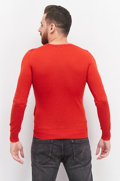 CELIO Men Crew Neck Plain Sweater, Red