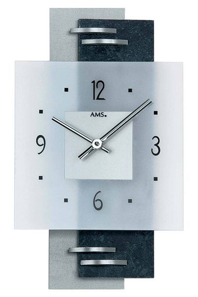 AMS Wall Clock 9245, Quartz, Transparent, Analogue, Modern