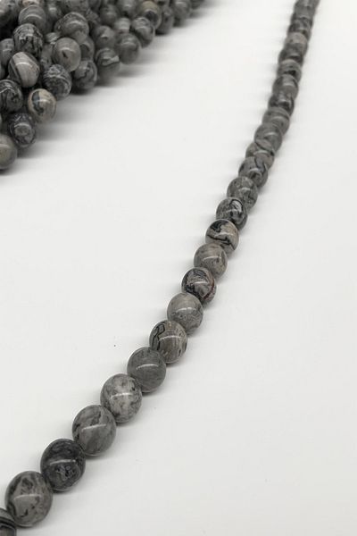 Hayalperest boncuk Jasper Gray Patterned Natural Stone Beads 8 Mm