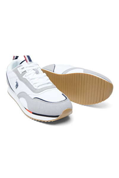 U.S. Polo Assn. Men's White Low-Top Sneakers,Lightweight Casual Shoes for Classic Look