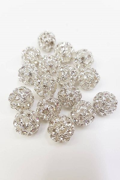 Hayalperest boncuk Minge detaliată cu piatră argintie de 10 mm