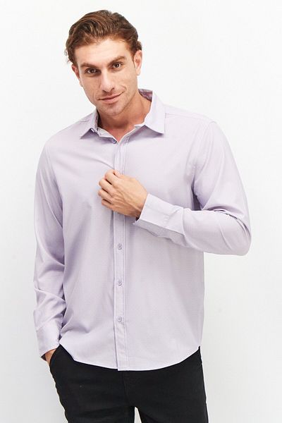 Kenneth Cole Men Regular Fit Allover Print Long Sleeve Casual Shirt, Lavender