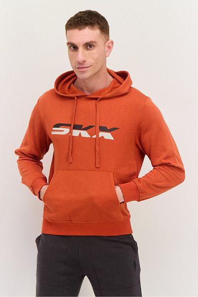 SKECHERS Men Sportswear Fit Graphic Print Long Sleeves Outdoor Sweatshirt, Orange