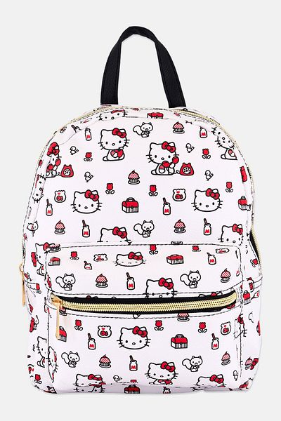 Hello Kitty Kids Girl Allover Print Mini Backpack 26 H x 20 L x 7 W cm, White Combo