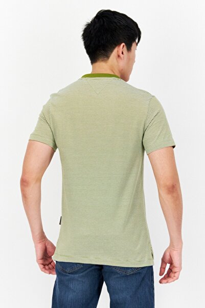 Vince Camuto Men Round Neck Short Sleeves Stripe T-Shirt, Olive