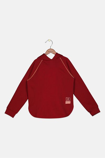 UMBRO Kid Girls Sportswear Fit Long Sleeve Hoodie, Red