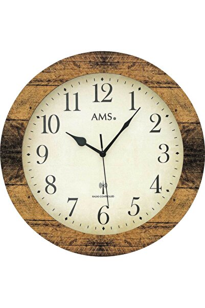 AMS Wall Clock 5560, Quartz, Cream, Analogue, Classic