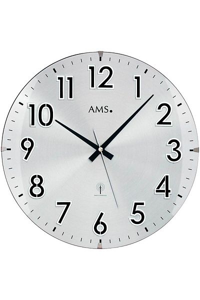 AMS Wall Clock 5973, Quartz, Silver, Analogue, Classic