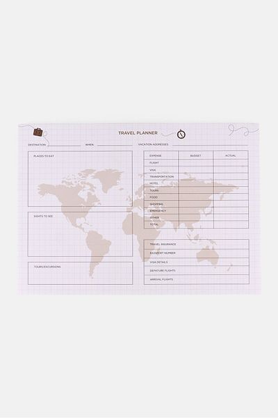 Muy Mucho Travel Planning 24,7 x 17,4cm, White