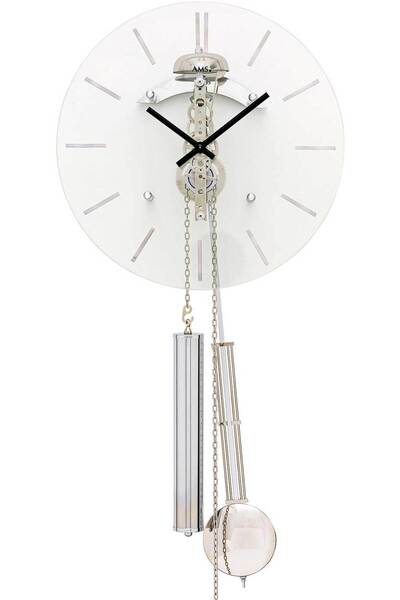 AMS Wall Clock 308, Mechanical, White, Analogue, Modern