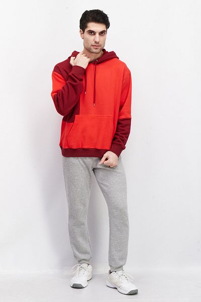 Esprit Men Long Sleeve Two-Tone Hoodie, Red