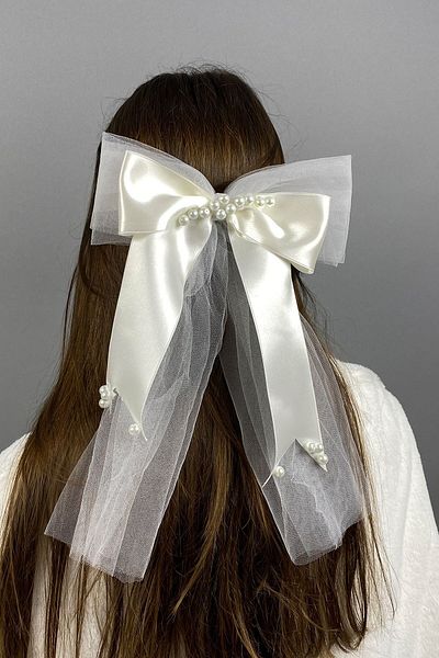 Hayalperest boncuk Speciální vlasový doplněk Pearl Bow Tulle