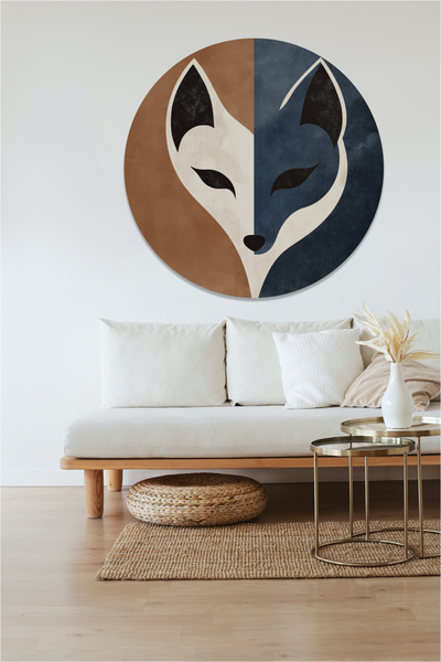 KOSS Dijital Siluetă de vulpe - Autocolant rotund și în formă, decor de peret...