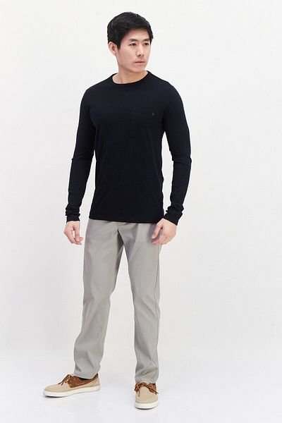 French Connection Men Crew Neck Long Sleeve Brand Logo T Shirt, Navy
