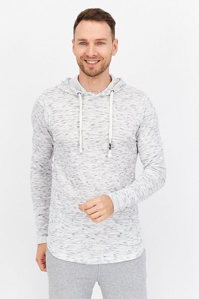 Company Eighty One Men Hooded Long Sleeve Textured Sweatshirt, White Combo