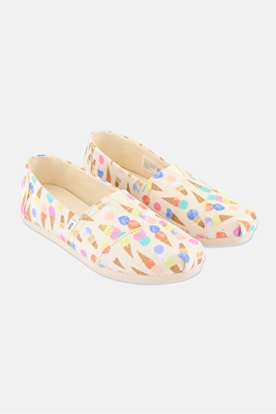 Toms حذاء كاجوال سهل الارتداء بطبعة مخاريط للنساء، لون بيج