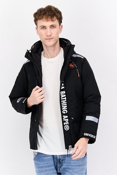 Aape By A Bathing Ape Men Brand Logo Bomber Jacket, Black Combo