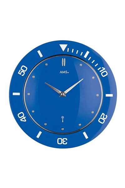 AMS Wall Clock 5941, Quartz, Blue, Analogue, Classic