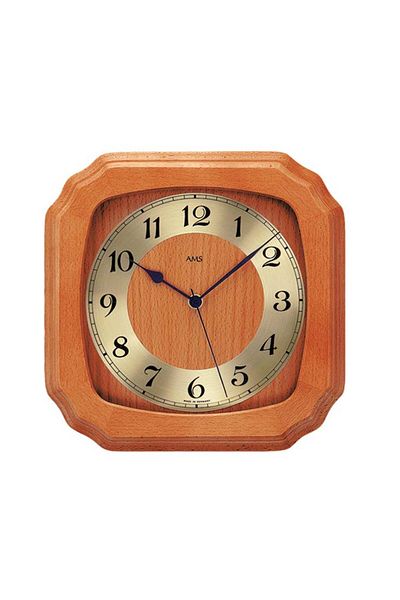 AMS Wall Clock 5866/9, Quartz, Gold, Analogue, Classic