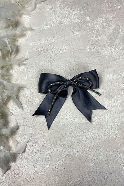 Hayalperest boncuk Agrafă de păr din piatră neagră cu detaliu fundă - Accesoriu