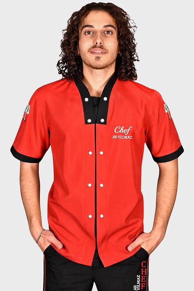 Üniformanya Short Sleeve Jacket with Name Gift for Cook - Chef Coat & Clothes