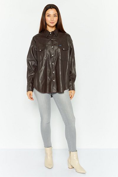 WRANGLER Women Plain Motor Jacket, Coffee Brown