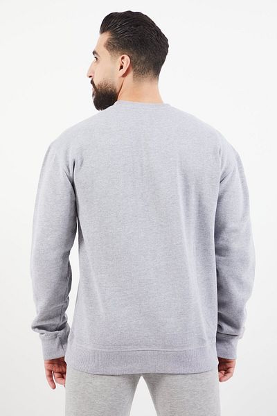 Le tigre Men Crew Neck Long Sleeve Patch Logo Sweatshirt, Grey