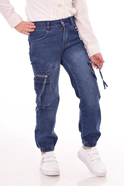 MORE KIDS Girls Cargo Pocket Zippered Lycra Jeans