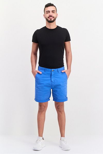 Scotch & Soda Men Solid Chino Shorts, Blue