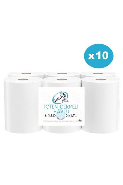 Pratiksoft 10 Box Internal Pull Paper Towels 60 Rolls