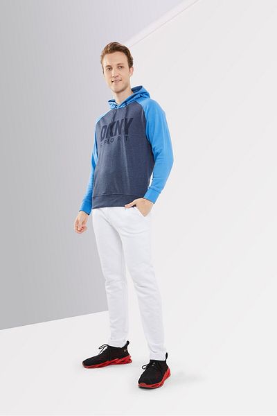 DKNY Sport Men Sportswear Fit Long Sleeves Outdoor Hoodies, Blue