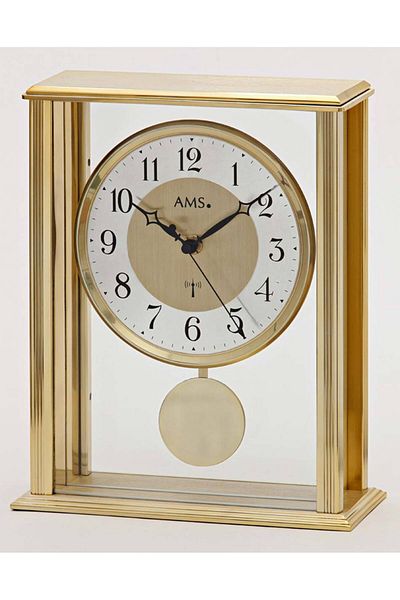 AMS Table Clock AMS 5191, Quartz, Gold, Analogue, Classic