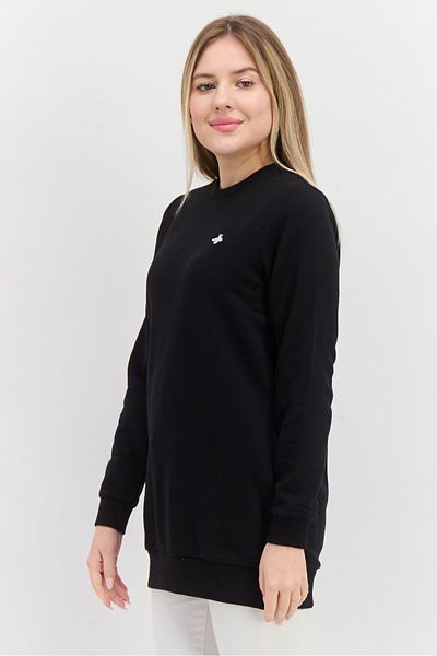 Mode by Redtape Women Crew Neck Embroidered Logo Sweatshirts, Black