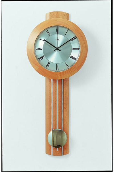 AMS Wall Clock 5132/18, Quartz, Silver, Analogue, Rustic