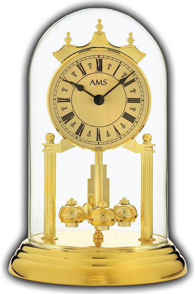 AMS Table Clock AMS 1203, Quartz, Gold, Analogue, Classic