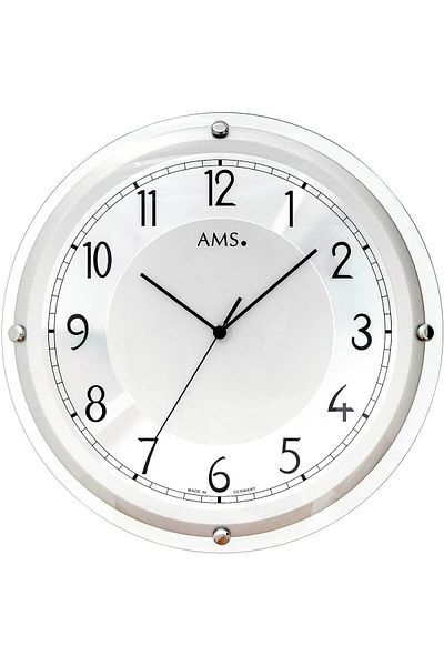 AMS Wall Clock 5542, Quartz, Silver, Analogue, Modern