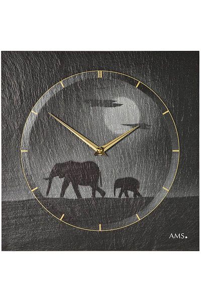 AMS Wall Clock 9524, Quartz, Black, Analogue, Modern